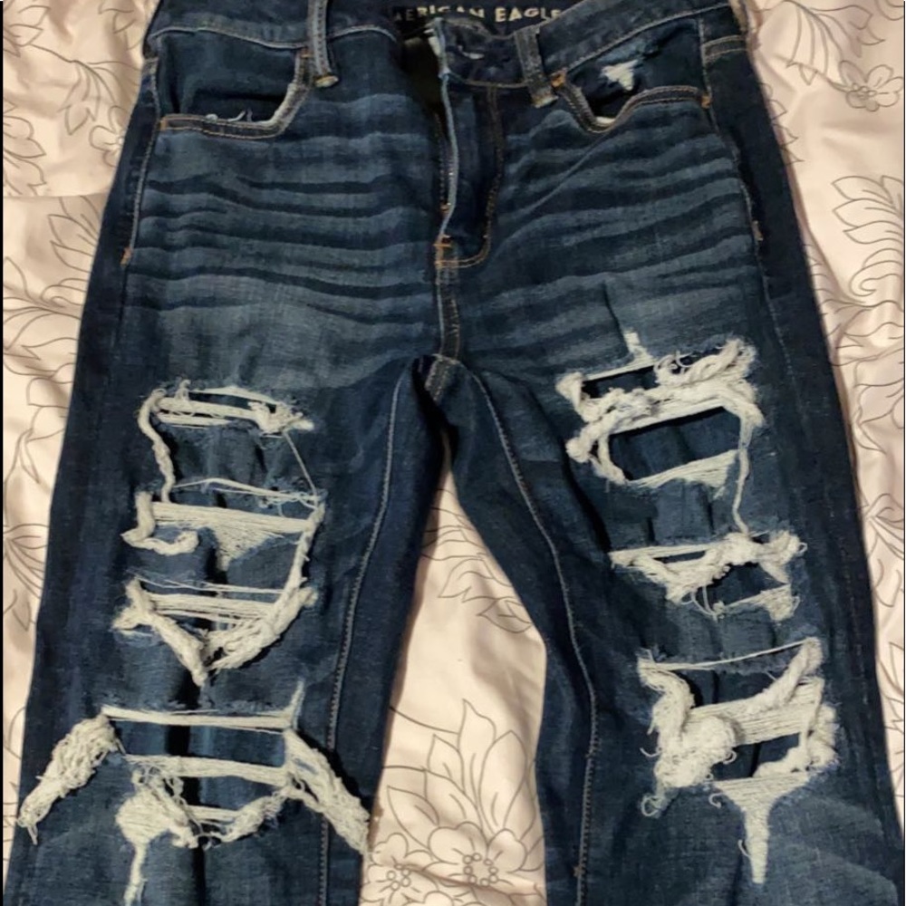 american eagle fake hole jeans size 4 long cut